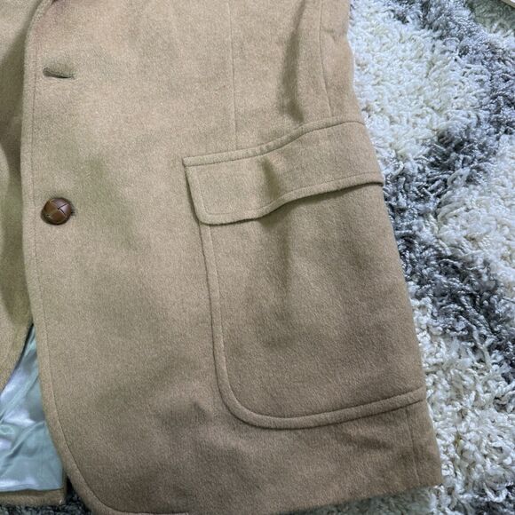 Vintage Lands End Mens Camel Hair Blazer 46L Tan Classic Preppy Old Money - Picture 6 of 9